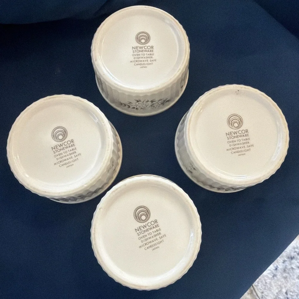 Set of 4‎ Newcor Stoneware Ramekin Bowls Made In Japan